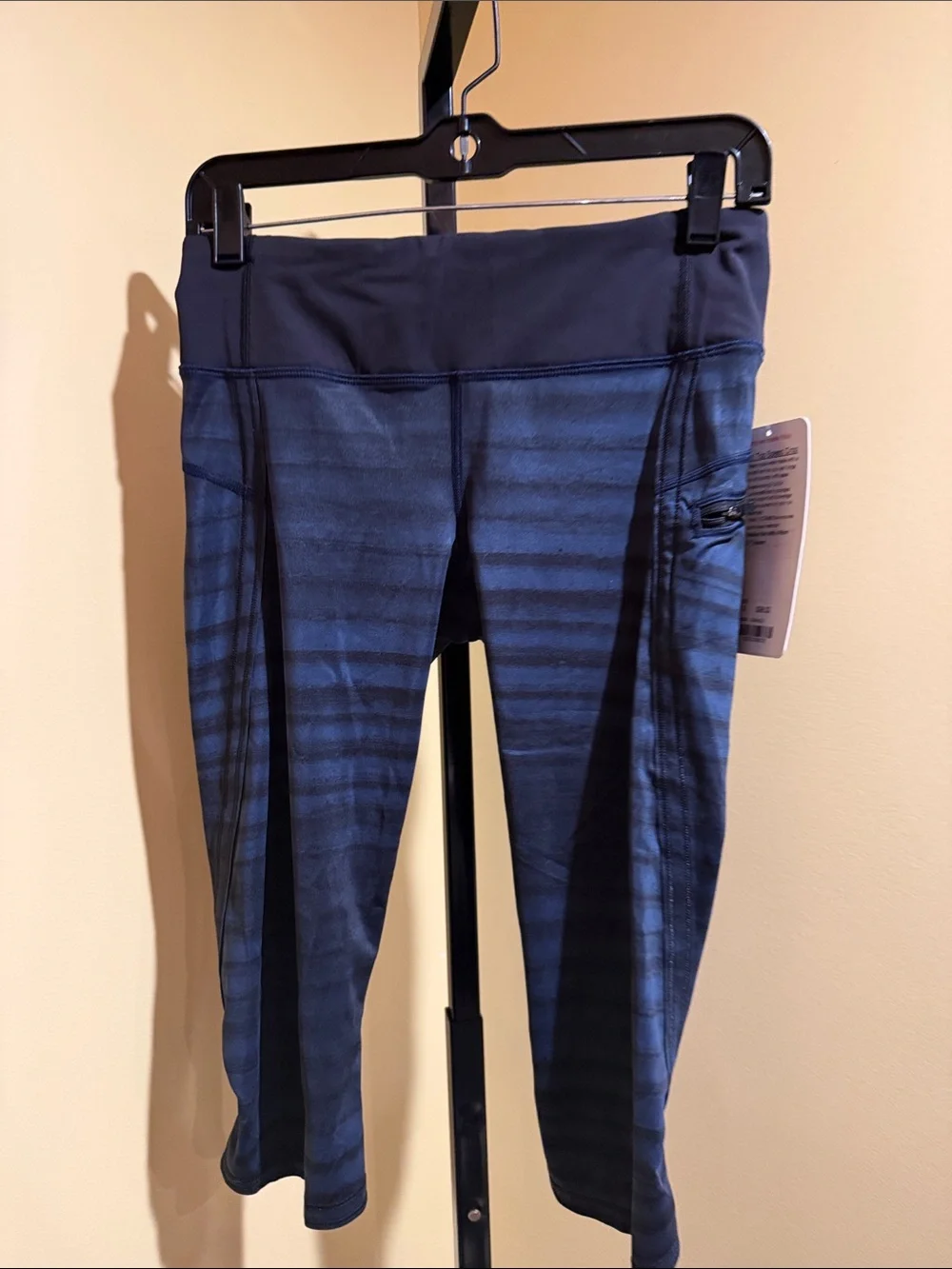 lululemon Navy Blue Striped Cropped Leggings